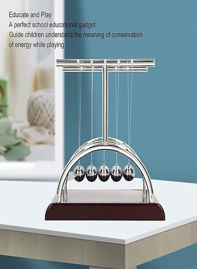 ABSTER Newton Cradle Pendulum - Metal Perpetual Motion Toy & Swing Balance Collision Ball Decoration Figurine with Polished Plastic Base & Nylon Strings for Office Desk (L13.5 x B11 x H13.5 cm) - Image 3